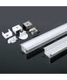 2m innfellingsprofil i aluminium med melkehvitt deksel - Sølv, 2000x24,5x12,2mm, til LED strips opptil 12,5mm bredde