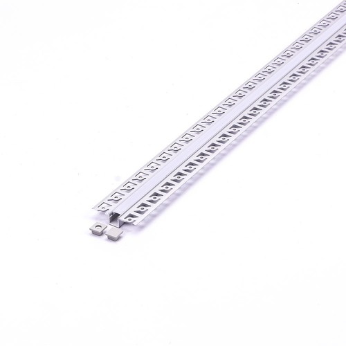 2m aluminiumsprofil til innfelling - Inkl. melkehvitt deksel, sølv, til LED strips opptil 9,5mm