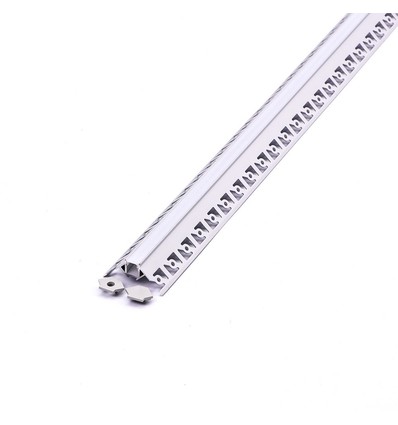 2m hjørneprofil til innfelling i gips - Sølv, inkl. melkehvitt deksel og endestykker