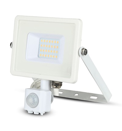 20W LED lyskaster med sensor - Samsung LED chip, hvit, IP65, varm hvit