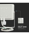 50W LED lyskaster med sensor - IP65, 4000lm, varm hvit, PIR bevegelsessensor, hvit kant
