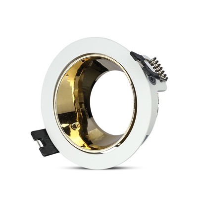 GU10 innfellingsspot - Rund, hvit/gull, aluminium, IP20, Hull: Ø7,2 cm, Mål: Ø7,9 cm, uten lyskilde