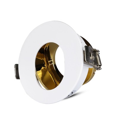 GU10 innfellingsspot - Rund, hvit/gull, aluminium, IP20, hull: Ø7,5 cm, mål: Ø8 cm