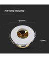 GU10 innfellingsspot - Rund, hvit/gull, aluminium, IP20, hull: Ø7,5 cm, mål: Ø8 cm