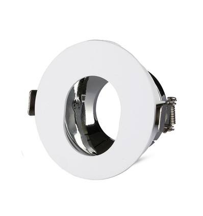 GU10 innfellingsspot - Rund, hvit/krom, IP20, Hull: Ø7,5 cm, Mål: Ø8 cm