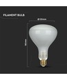 8W R125 LED Kulltrådspære - Dimbar, R125, E27, 230V