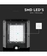 15W LED solcelle gatelykt - 1600lm, IP65, sort, bevegelsessensor, 7.4V lithium batteri