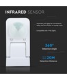 V-Tac IP65 infrarød bevegelsessensor, hvit - 360 grader, 20m rekkevidde, maks 1000W LED, utendørs/innendørs