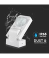 V-Tac IP65 infrarød bevegelsessensor, hvit - 360 grader, 20m rekkevidde, maks 1000W LED, utendørs/innendørs