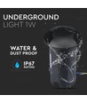 1W LED Nedgravningsspot Lys (12V) 6500K-Svart, IP67