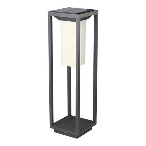 2W solcelle hagelampe med spyd og sensor - Samsung LED chip, IP65, 3000K, grå, 50cm høy