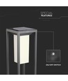 2W solcelle hagelampe med spyd og sensor - Samsung LED chip, IP65, 3000K, grå, 50cm høy