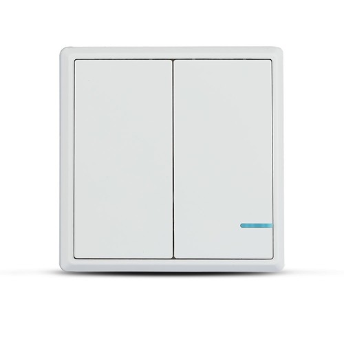 2-knapps trådløs bryter, 1-veis - IP54, hvit, 86x86mm, batteridrevet, rekkevidde opptil 600m