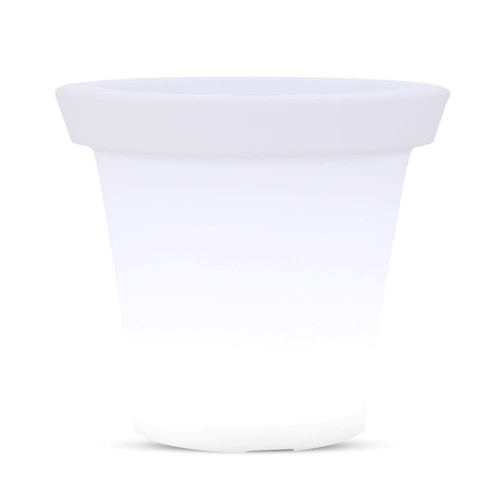 36cm LED urtepotteskjuler med RGBW - Ø35,5 x 32,5 cm, oppladbar, inkl. fjernkontroll, hvit kropp