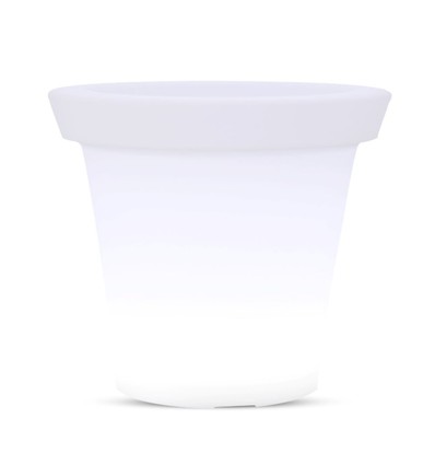 36cm LED urtepotteskjuler med RGBW - Ø35,5 x 32,5 cm, oppladbar, inkl. fjernkontroll, hvit kropp