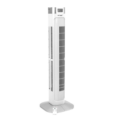 55W LED Tower Fan, 36" - Hvit, 3 hastigheter, fjernkontroll, timer, oscillasjon, temperaturdisplay