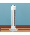 55W LED Tower Fan, 36" - Hvit, 3 hastigheter, fjernkontroll, timer, oscillasjon, temperaturdisplay
