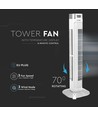55W LED Tower Fan, 36" - Hvit, 3 hastigheter, fjernkontroll, timer, oscillasjon, temperaturdisplay