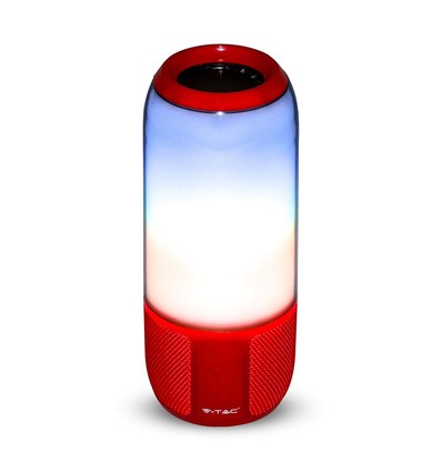 6W bærbar Bluetooth høyttaler med LED lys - Rød, 1800mAh batteri, USB/TF/AUX, 5V DC