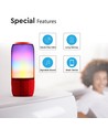 6W bærbar Bluetooth høyttaler med LED lys - Rød, 1800mAh batteri, USB/TF/AUX, 5V DC