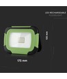 10W oppladbar LED lyskaster - Samsung LED chip, IP44, SOS flash, USB output, grønn/sort