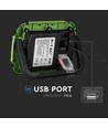 10W oppladbar LED lyskaster - Samsung LED chip, IP44, SOS flash, USB output, grønn/sort