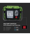 10W oppladbar LED lyskaster - Samsung LED chip, IP44, SOS flash, USB output, grønn/sort