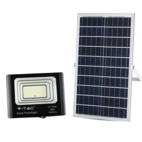 35W Solara LED flomlys med solcelle - IP65, sort, fjernkontroll