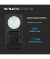 Infrarød bevegelsessensor, sort - 360°, IP65, rekkevidde opptil 20m, max 1000W LED