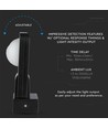 Infrarød bevegelsessensor, sort - 360°, IP65, rekkevidde opptil 20m, max 1000W LED