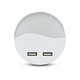 0,45W Nattlampe med USB - Rund, 3000K, Automatisk tenning ved mørke, Samsung LED Chip