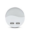 0,45W Nattlampe med USB - Rund, 3000K, Automatisk tenning ved mørke, Samsung LED Chip