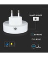 0,45W Nattlampe med USB - Rund, 3000K, Automatisk tenning ved mørke, Samsung LED Chip