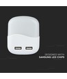 V-tac Nattlampe med USB - Automatisk tenning ved mørke, Samsung chip, 0,45W, 3000K, firkantet