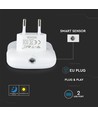 V-tac Nattlampe med USB - Automatisk tenning ved mørke, Samsung chip, 0,45W, 3000K, firkantet