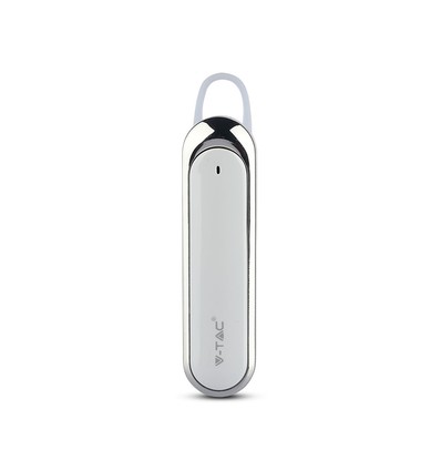 Bluetooth headset med mikrofon, hvit - 170mAh batteri, 10-12 timers spilletid, in-ear design
