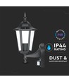 E27 Vegglampe m. sensor - IP44 utendørs, sort, uten lyskilde