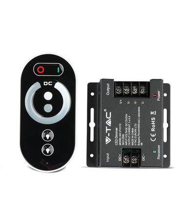 RF LED dimmer med touch fjernkontroll, 12V/24V - 3 kanaler, 18A, sort, til LED strips