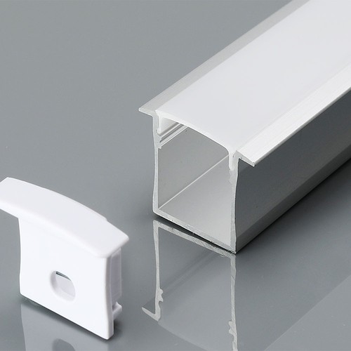 2m Alu profil til LED strips, innfelling - 30x20 mm, inkl. melkehvit cover