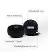 Transportabel Bluetooth høyttaler, 2x3W - Sort, TWS, innebygd mikrofon, AUX, TF kort, RGB lys