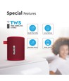 5W bærbar Bluetooth høyttaler, Rød - TWS funksjon, 1500mAh batteri, inkl. Micro USB kabel