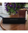Bærbar Bluetooth høyttaler med stoffdesign - 2x3W, sort, FM radio, USB/TF, TWS, oppladbar, 39,4cm lang