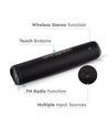 Bærbar Bluetooth høyttaler med stoffdesign - 2x3W, sort, FM radio, USB/TF, TWS, oppladbar, 39,4cm lang