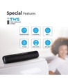 Bærbar Bluetooth høyttaler med stoffdesign - 2x3W, sort, FM radio, USB/TF, TWS, oppladbar, 39,4cm lang