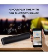 Bærbar Bluetooth høyttaler med stoffdesign - 2x3W, sort, FM radio, USB/TF, TWS, oppladbar, 39,4cm lang