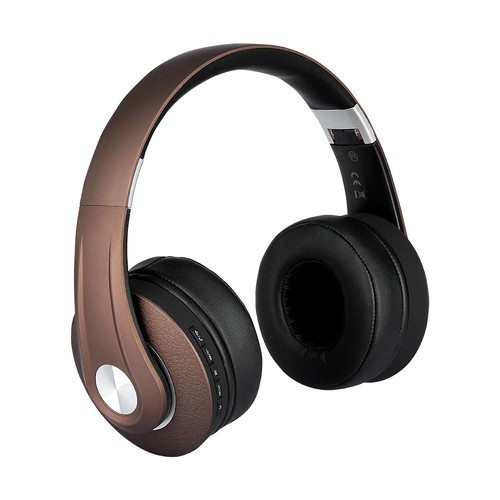 Trådløse Bluetooth-hodetelefoner med justerbar bøyle - 12 timers spilletid, brun
