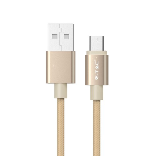 MicroUSB 1m stoffkabel - Gull, microUSB til USB-A