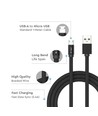 MicroUSB-kabel 1m svart - Bomullsstoff, MicroUSB til USB-A