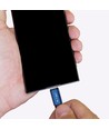 1m Micro USB kabel, 2.4A - Blå, Ruby Series, bomullsflettet, hurtig lading