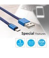 1m Micro USB kabel, 2.4A - Blå, Ruby Series, bomullsflettet, hurtig lading
